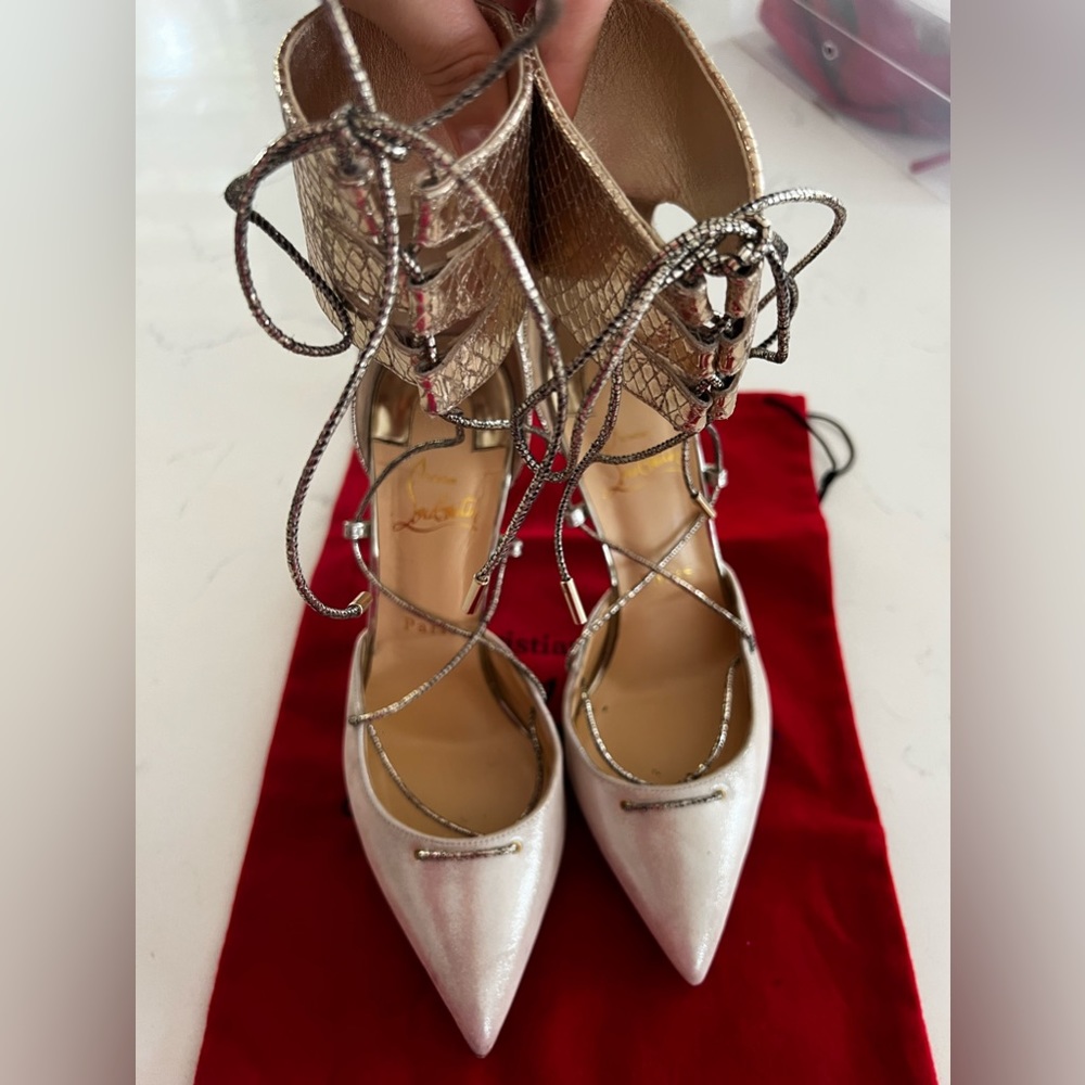 Christian louboutin snakeskin corsankle lace up
